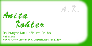 anita kohler business card